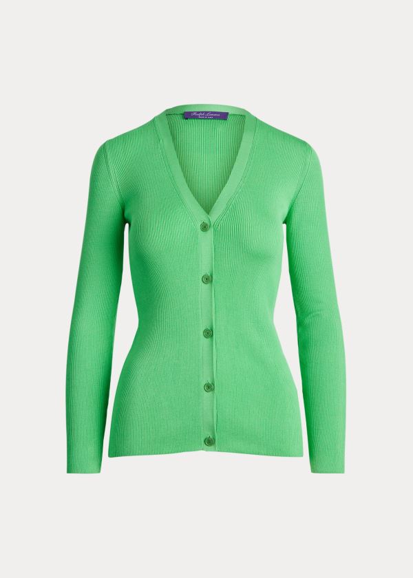 Women's Ralph Lauren Rib-Knit Silk Cardigan | 976042MVR